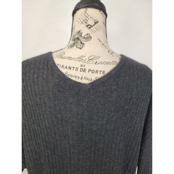 VINCE. Sweater Top Womens Sz S 100% Cashmere Asymmetric Rib Short Sleeves Gray - Picture 8 of 12